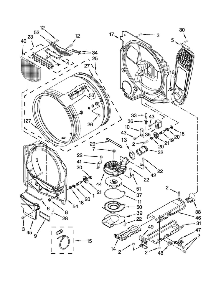 Bulkhead Parts Diagram and Parts List for 11068102310  Kenmore Dryer