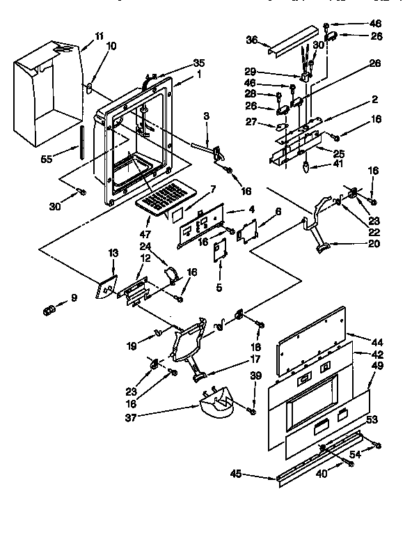 Dispenser And Front Diagram and Parts List for 106KSSS36QDX05  KitchenAid Refrigerator