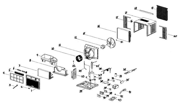 Cabinet Diagram and Parts List for ACQ108PV  Whirlpool Air Conditioner