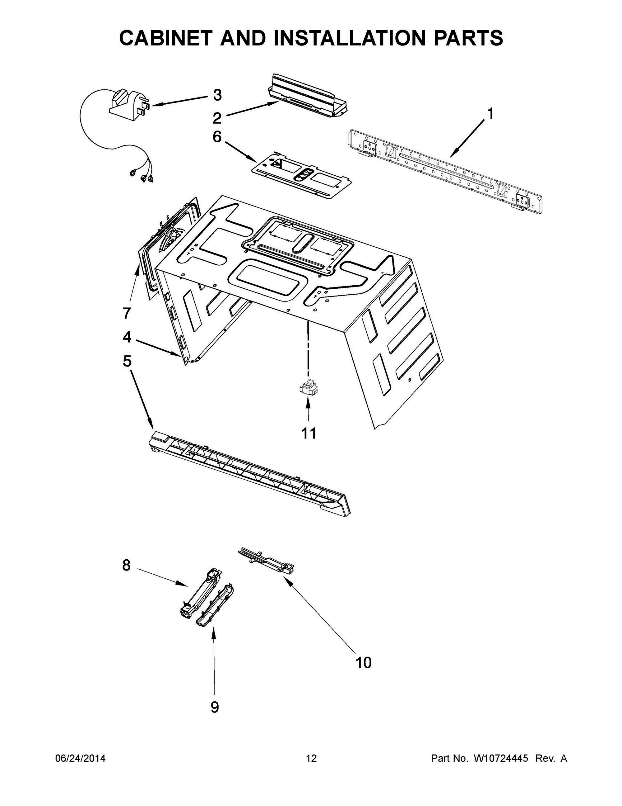 07 - CABINET AND INSTALLATION PARTS Diagram and Parts List for YWMH76719CW0  Whirlpool Microwave