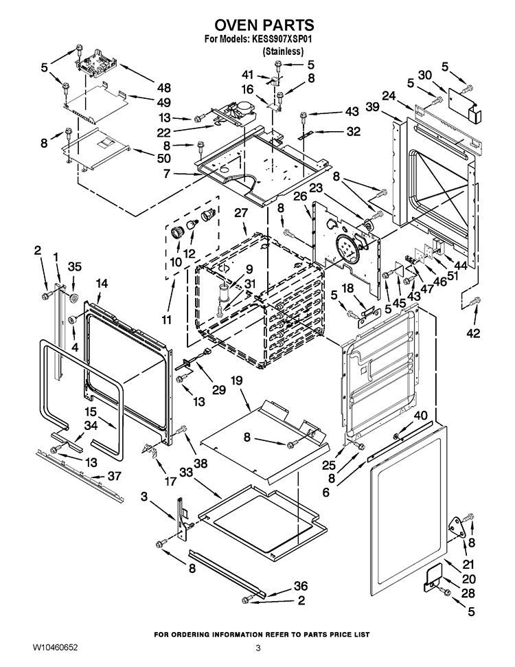 OVEN PARTS Diagram and Parts List for KESS907XSP01  KitchenAid Range
