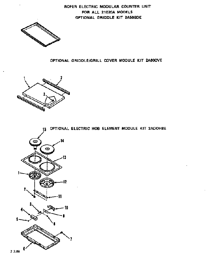 ^griddle Diagram and Parts List for 21E2X0E  Roper Range
