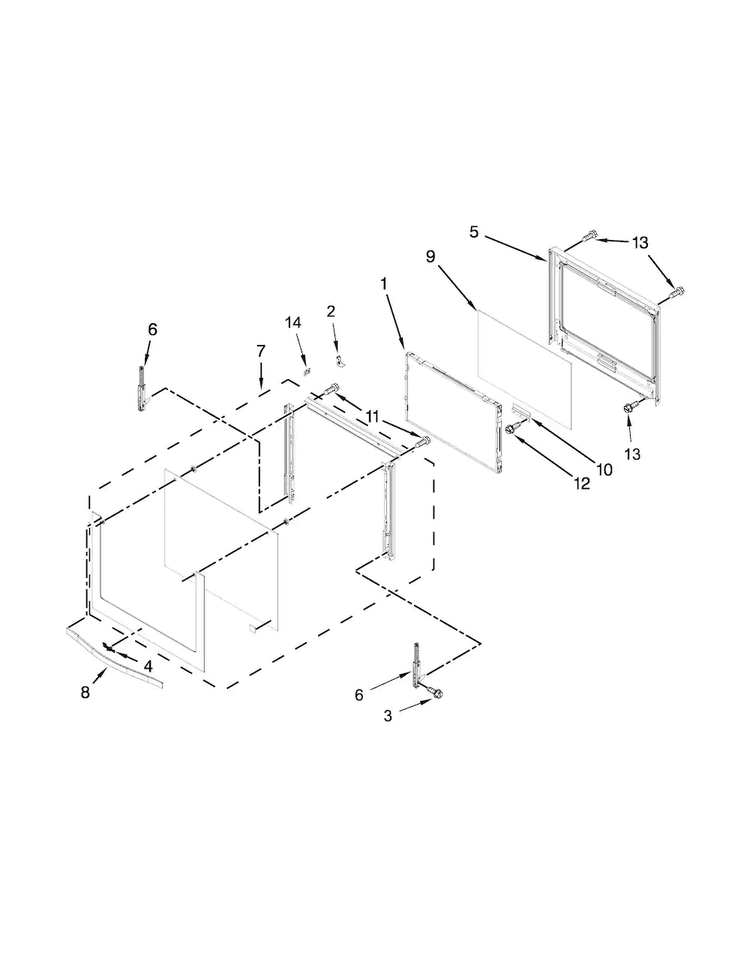 Lower Oven Door Parts Diagram and Parts List for WOD93EC7AB04  Whirlpool Wall Oven