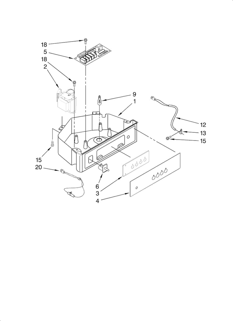 Control Panel Parts Diagram and Parts List for KUIS15NRTB0  KitchenAid Ice Maker