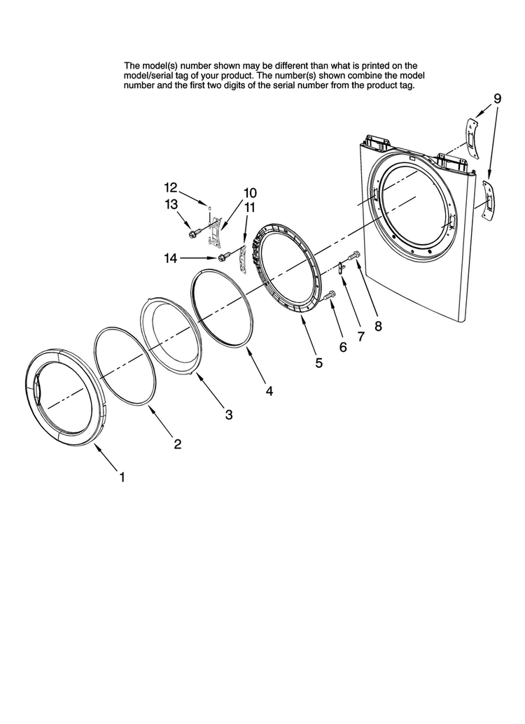 Door Parts, Optional Parts Diagram and Parts List for IGD7200TW10  Inglis Dryer