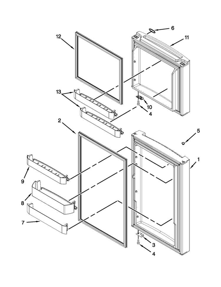 Door Parts Diagram and Parts List for 10686393310  Kenmore Refrigerator