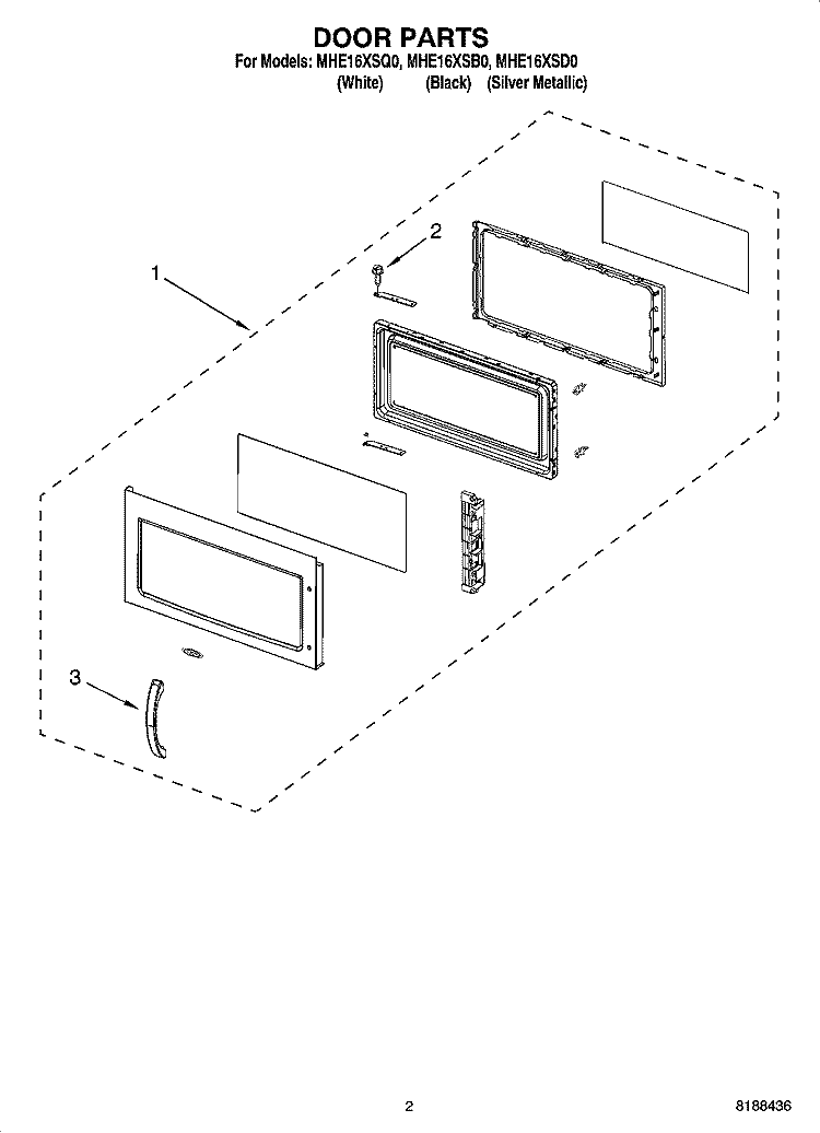 DOOR PARTS Diagram and Parts List for MHE16XSQ0  Roper Microwave