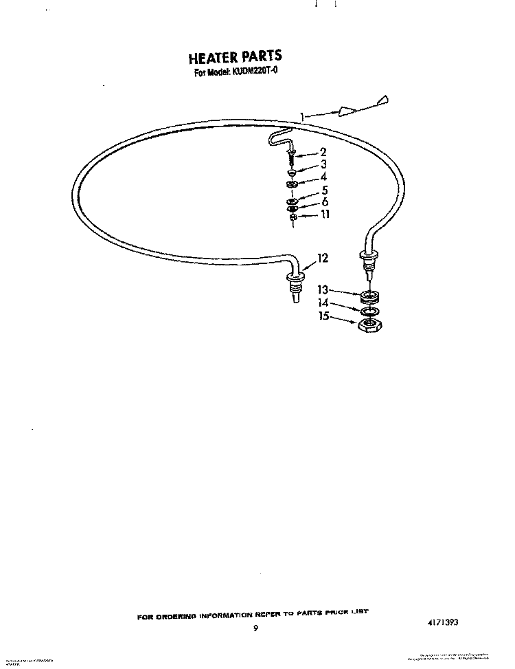 HEATER Diagram and Parts List for KUDM220T0  KitchenAid Dishwasher