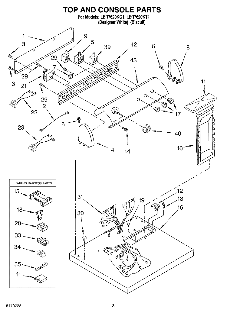 SECTION Diagram and Parts List for LER7620KT1  Whirlpool Dryer
