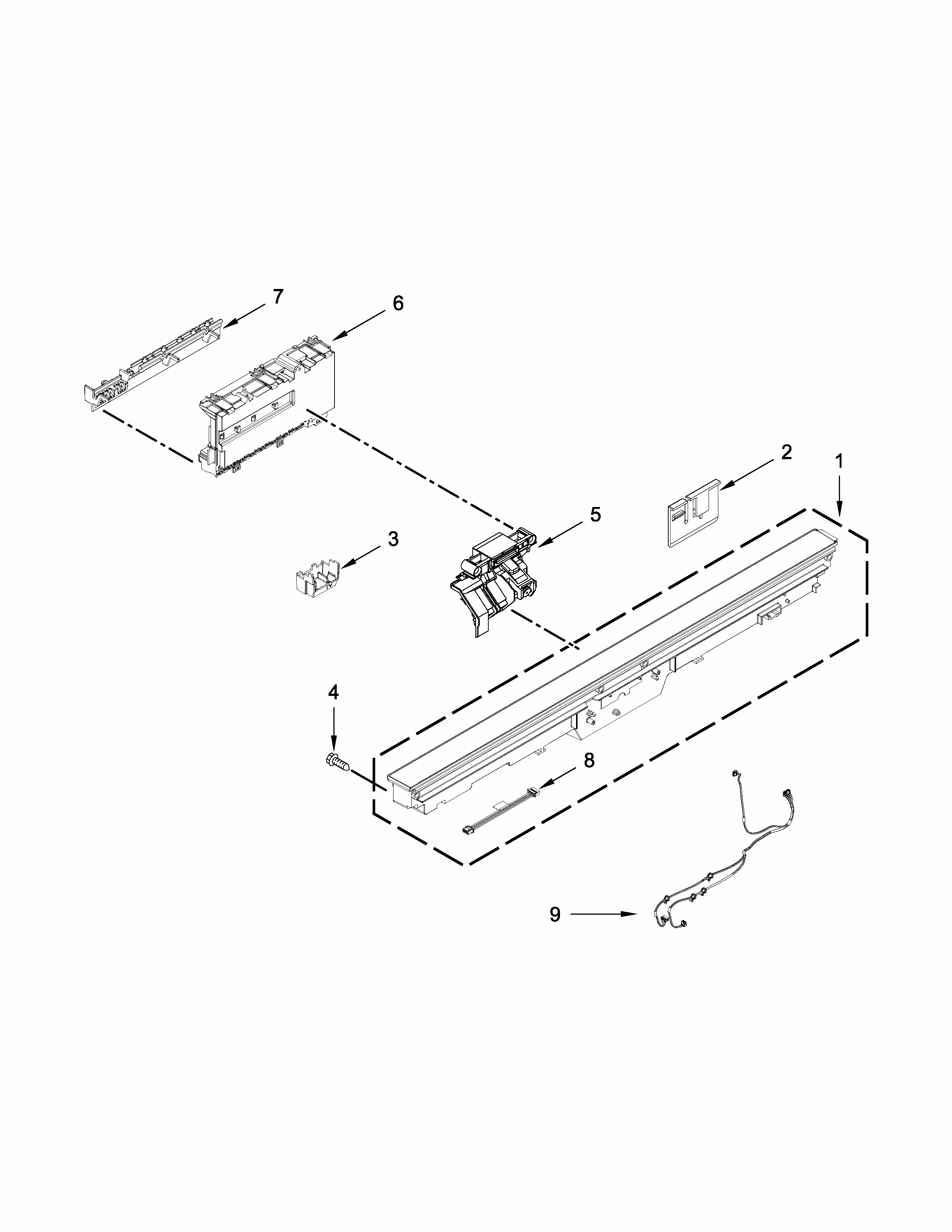 Control Panel And Latch Parts Diagram and Parts List for IUD8010DS2  Whirlpool Dishwasher