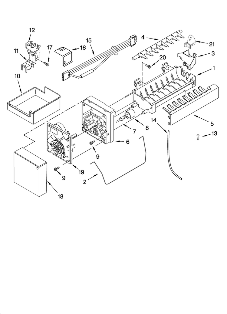 Icemaker Parts, Optional Parts Diagram and Parts List for KBFL25ETWH11  KitchenAid Refrigerator
