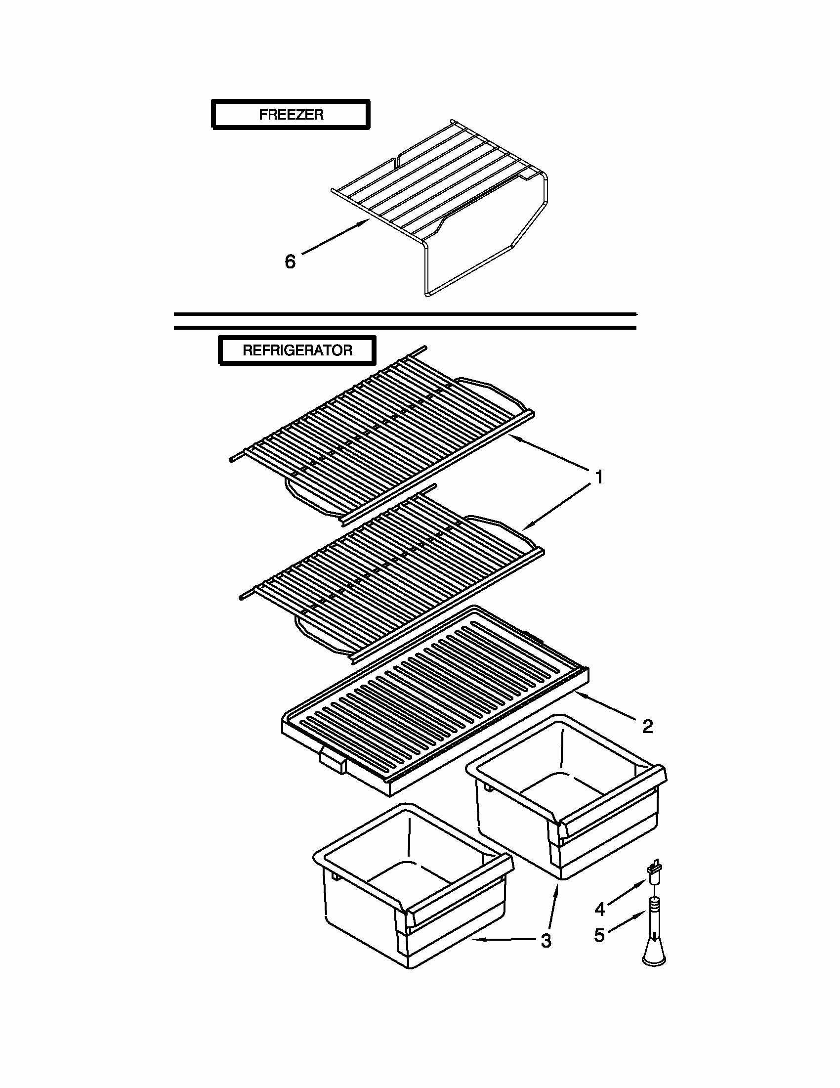 Shelf Parts Diagram and Parts List for ST14CKXSQ02  Whirlpool Refrigerator