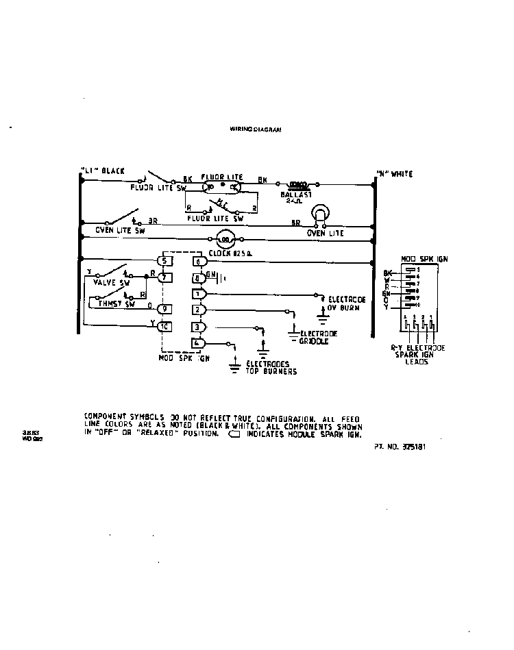 Wiring Diagram Diagram and Parts List for 1643*0A  Roper Range