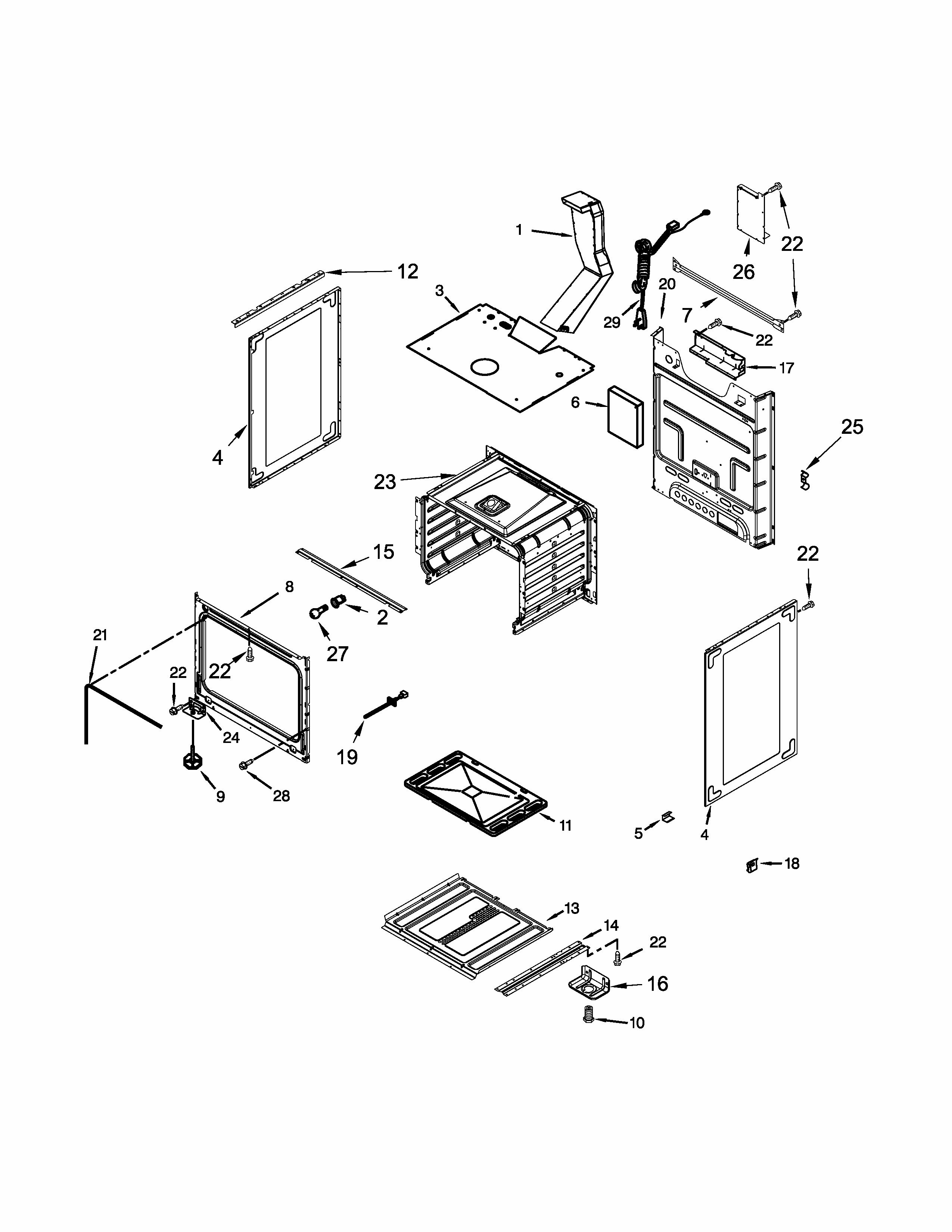 Chassis Parts Diagram and Parts List for IGS350BW0  Whirlpool Range