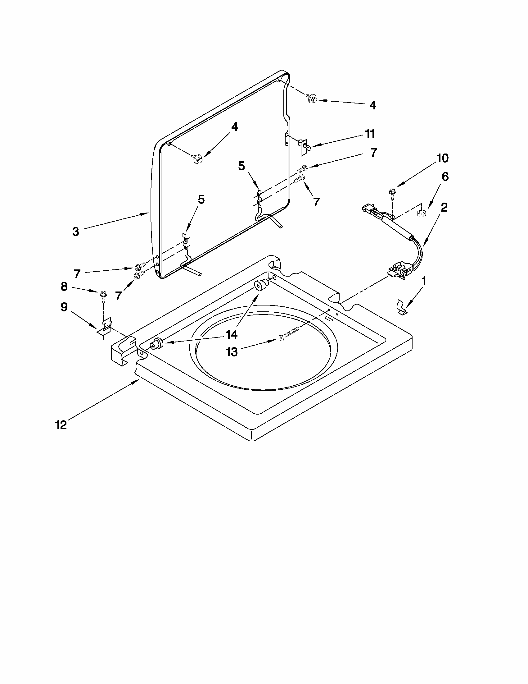 Washer Top And Lid Parts Diagram and Parts List for 1101820299  Kenmore Washer Dryer Combo