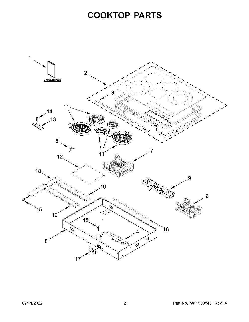 Cooktop Parts Diagram and Parts List for KCES950KBL01  KitchenAid Cooktop