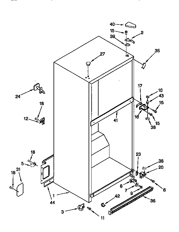 Cabinet Diagram and Parts List for KTRSKDBL03  KitchenAid Refrigerator