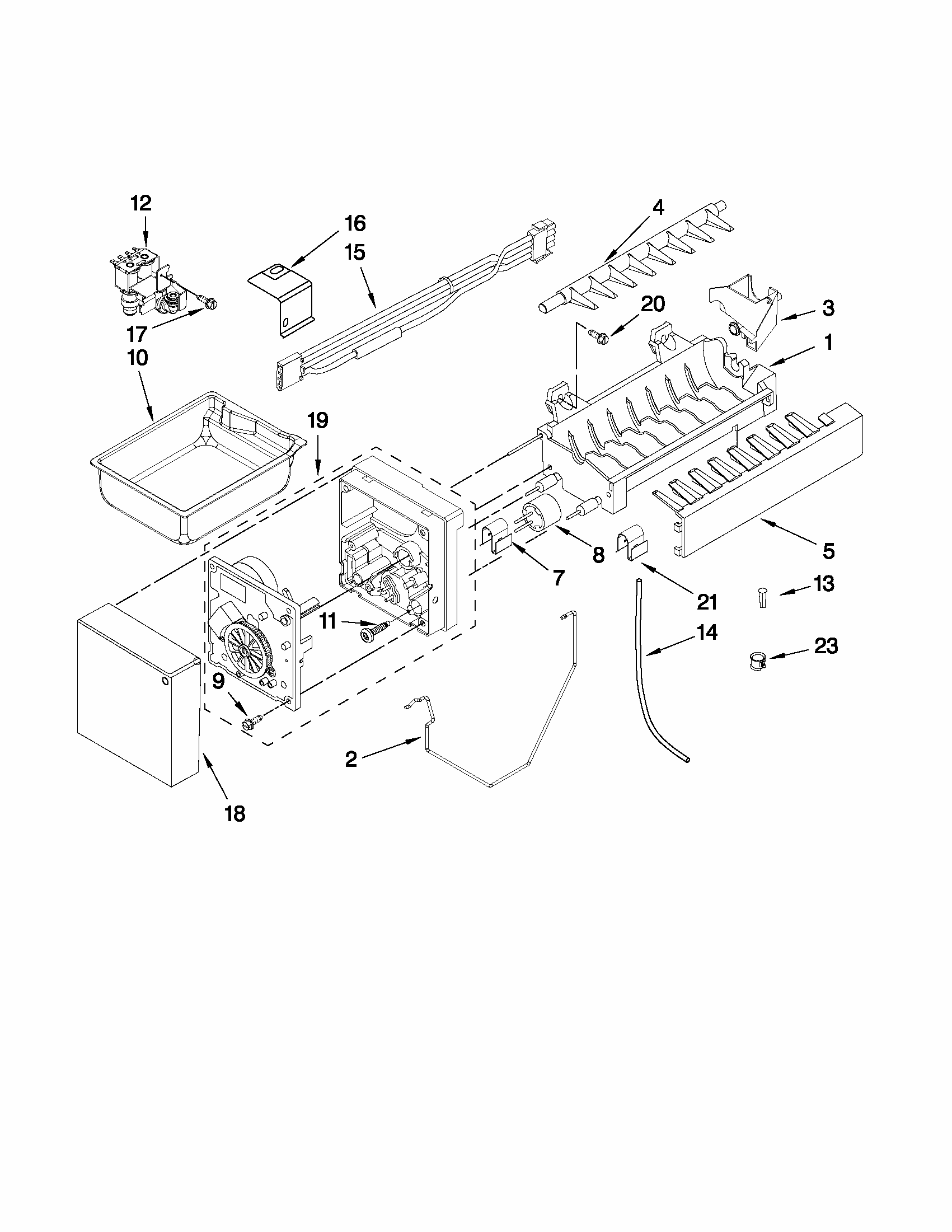 Icemaker Parts Diagram and Parts List for 59679532016  Kenmore Refrigerator
