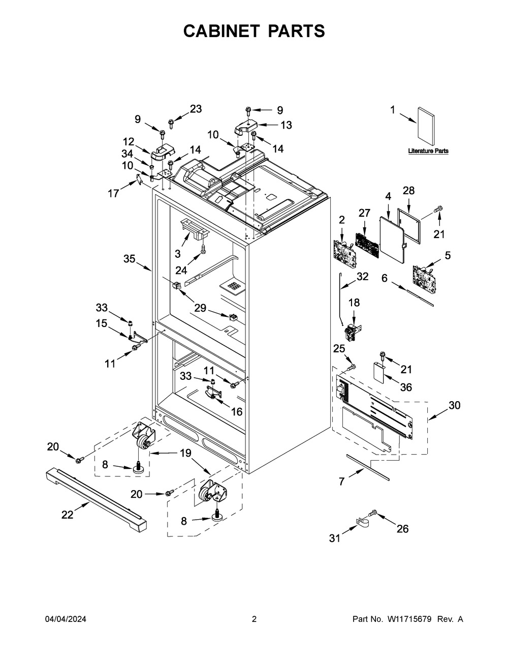 Cabinet Parts Diagram and Parts List for WRMF7736PV00  Whirlpool Refrigerator