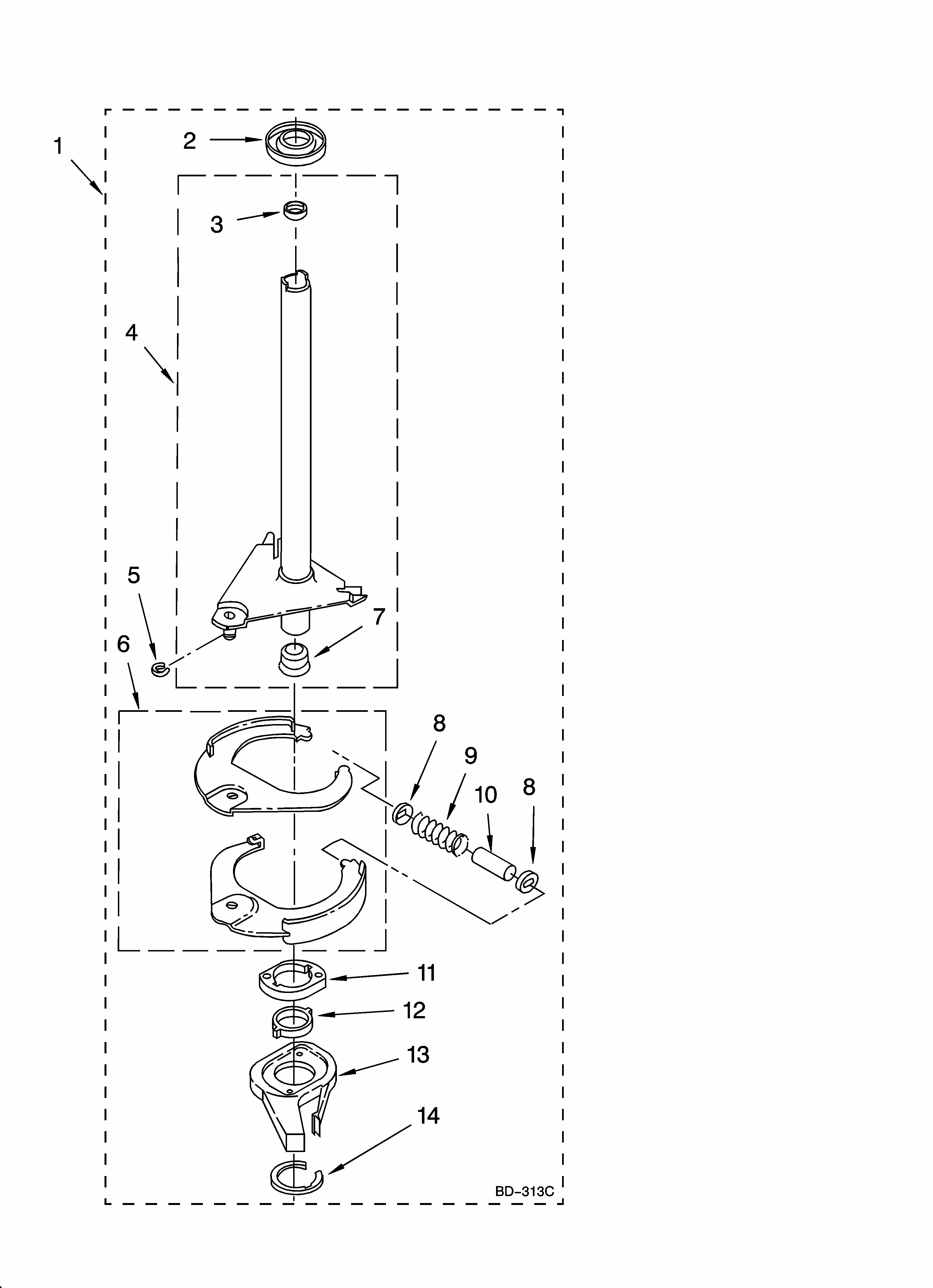 Brake And Drive Tube Parts Diagram and Parts List for 11098752795  Kenmore Washer Dryer Combo