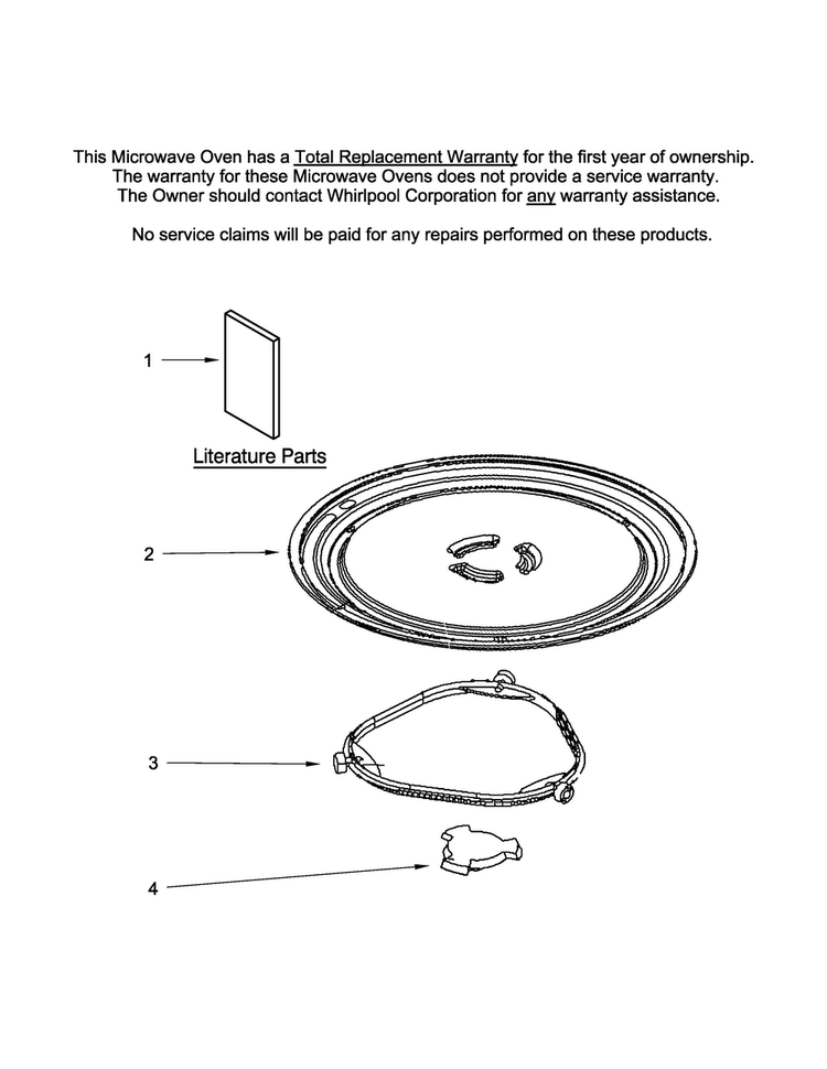 Turntable Parts Diagram and Parts List for WMC10009AW0  Whirlpool Microwave