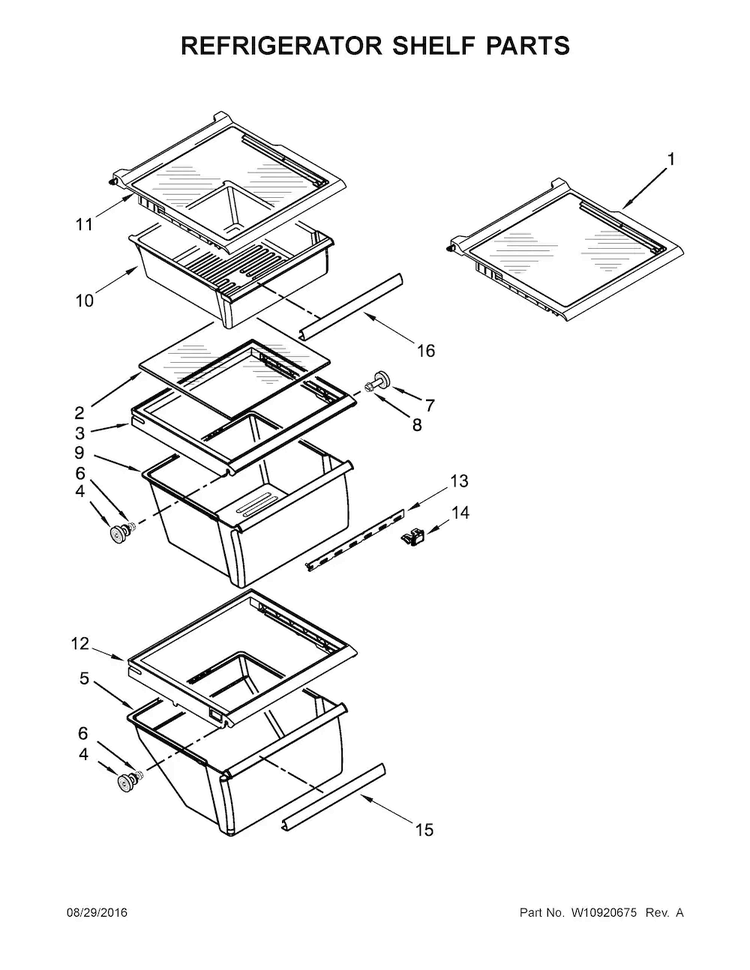 Refrigerator Shelf Parts Diagram and Parts List for 10651799413  Kenmore Refrigerator
