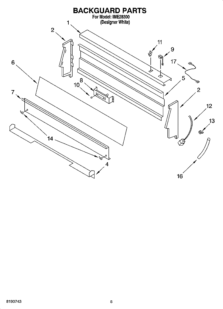 BACKGUARD PARTS, MISCELLANEOUS PARTS Diagram and Parts List for IME28300  Inglis Range