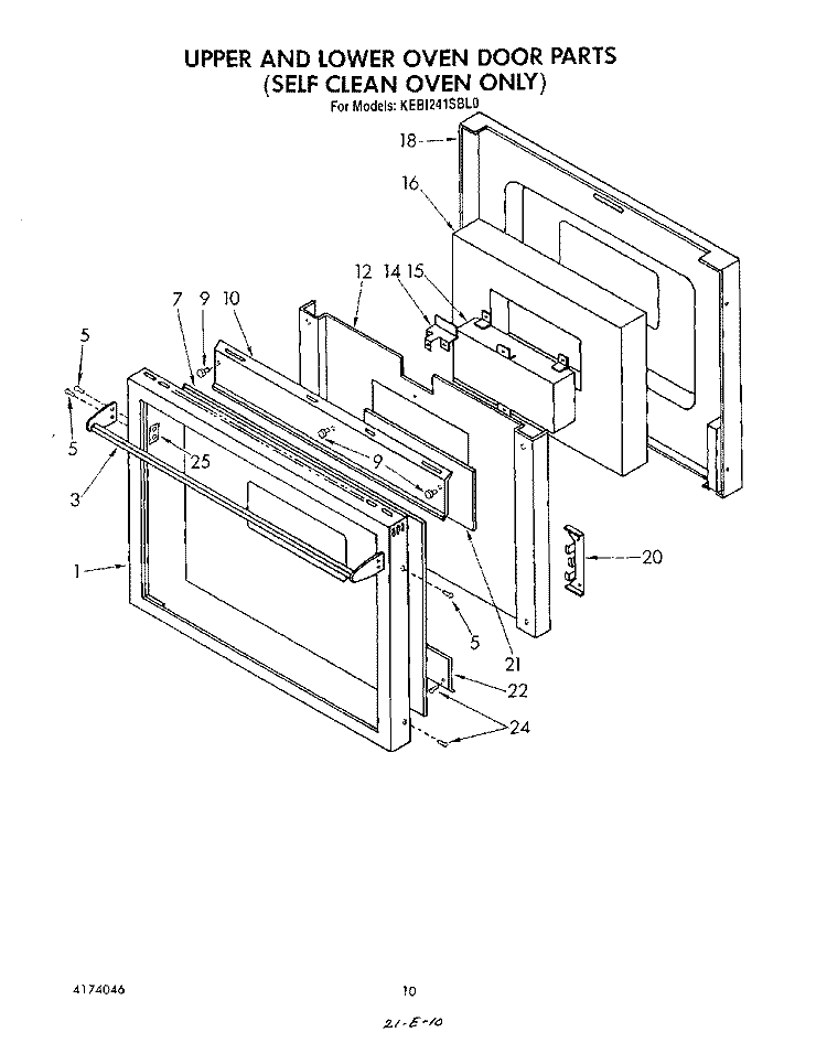 SELF CLEAN OVEN ONLY Diagram and Parts List for KEBI241SBL0  KitchenAid Wall Oven