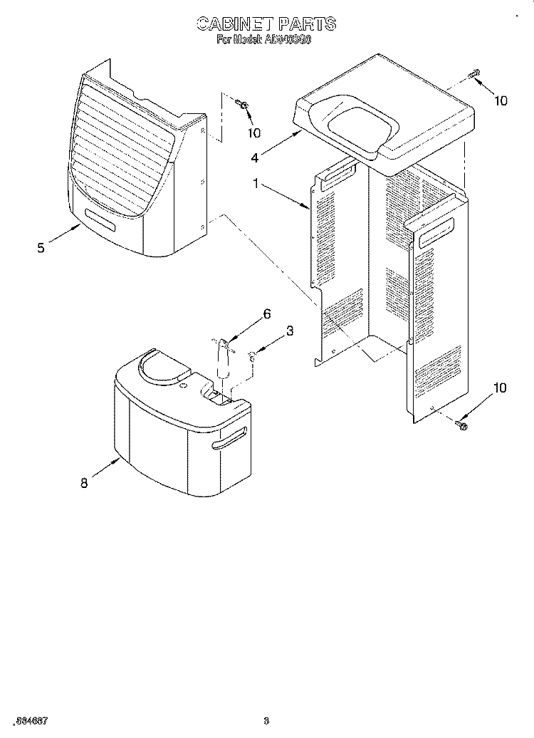 SECTION Diagram and Parts List for AD040SG0  Whirlpool Dehumidifier