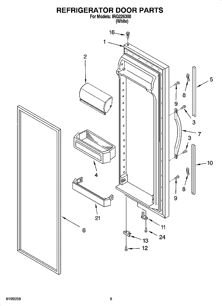 REFRIGERATOR DOOR PARTS Diagram and Parts List for IRQ226300  Inglis Refrigerator