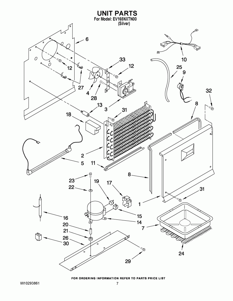 UNIT PARTS Diagram and Parts List for EV165NXTN00  Whirlpool Refrigerator