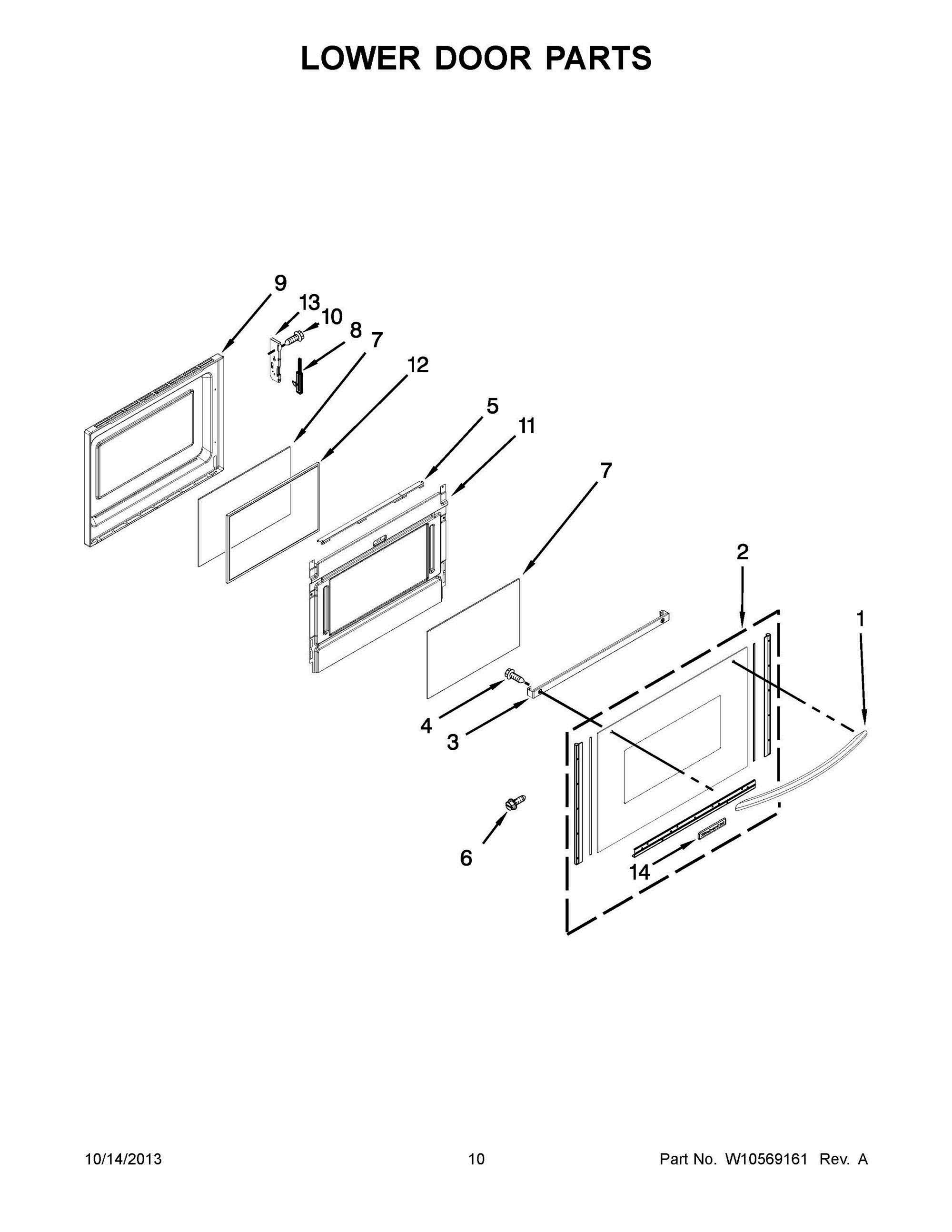 06 - LOWER DOOR PARTS Diagram and Parts List for YKER507XSS02  Whirlpool Range