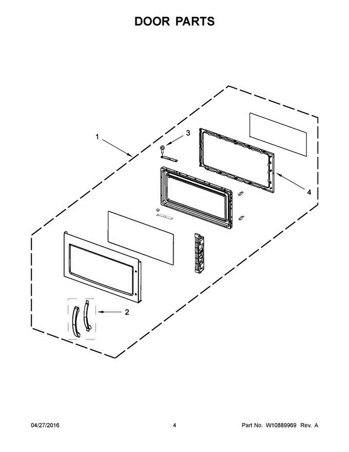 03 - Door Parts Diagram and Parts List for YWMH31017AB4  Whirlpool Microwave