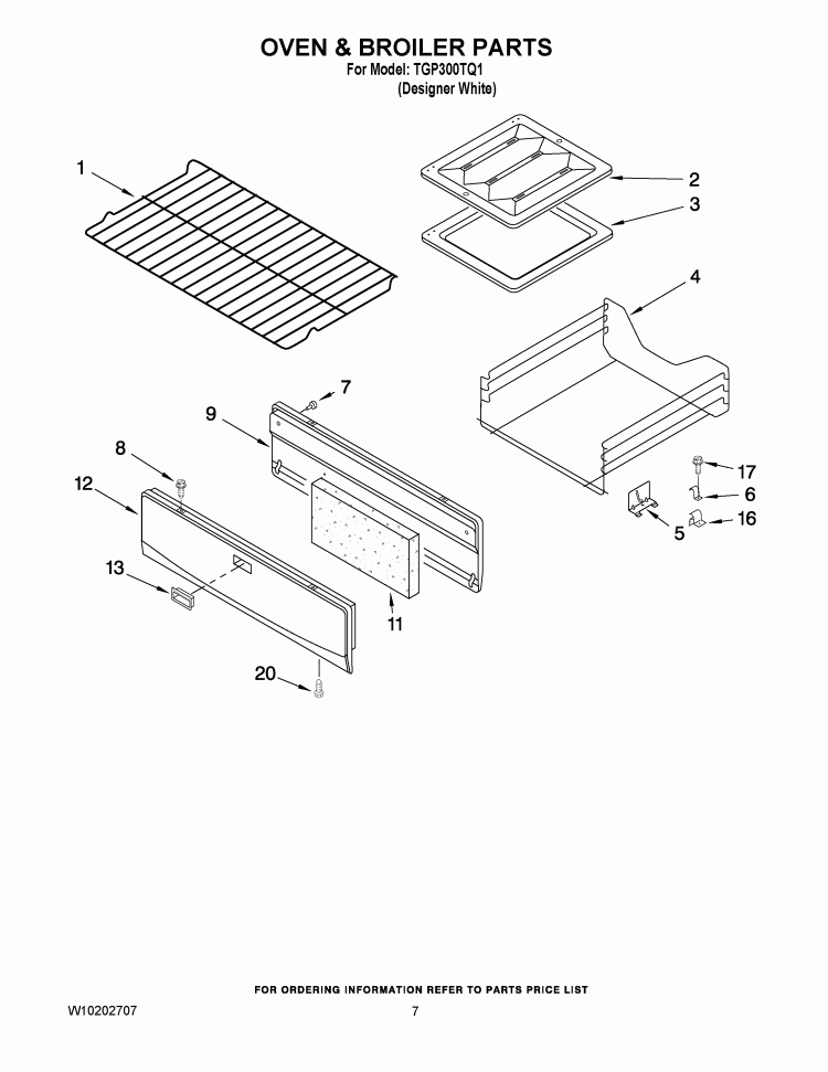 OVEN & BROILER PARTS Diagram and Parts List for TGP300TQ1  Estate Range