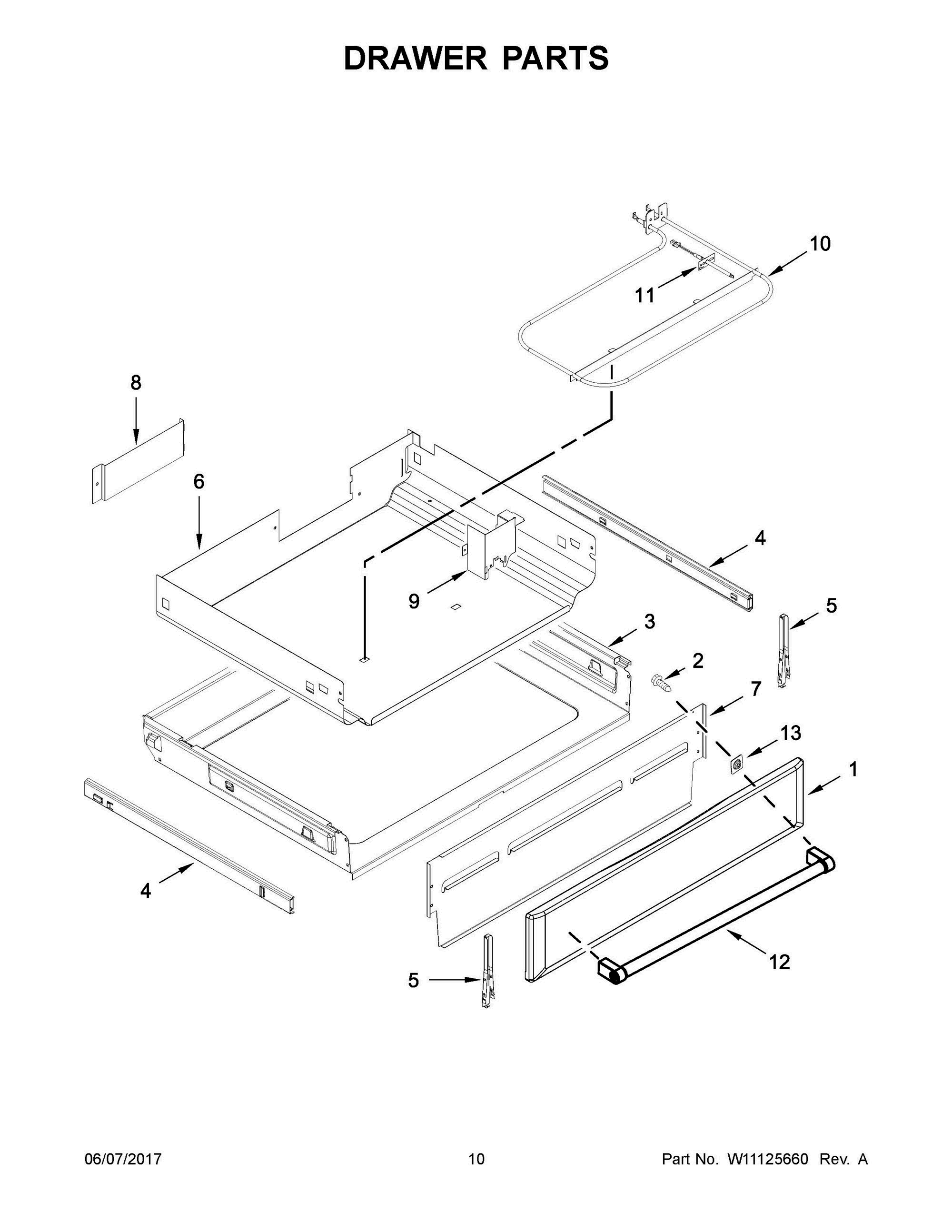 06 - DRAWER PARTS Diagram and Parts List for KFES530ESS2  Whirlpool Range