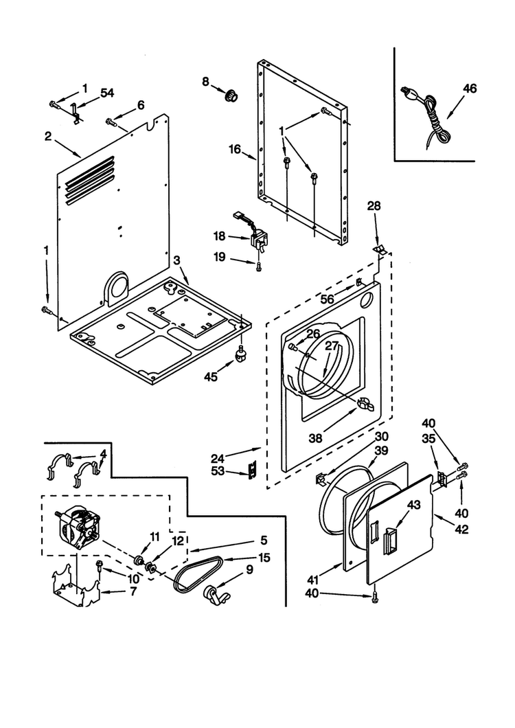 Cabinet Diagram and Parts List for LDR3822DQ3  Whirlpool Dryer