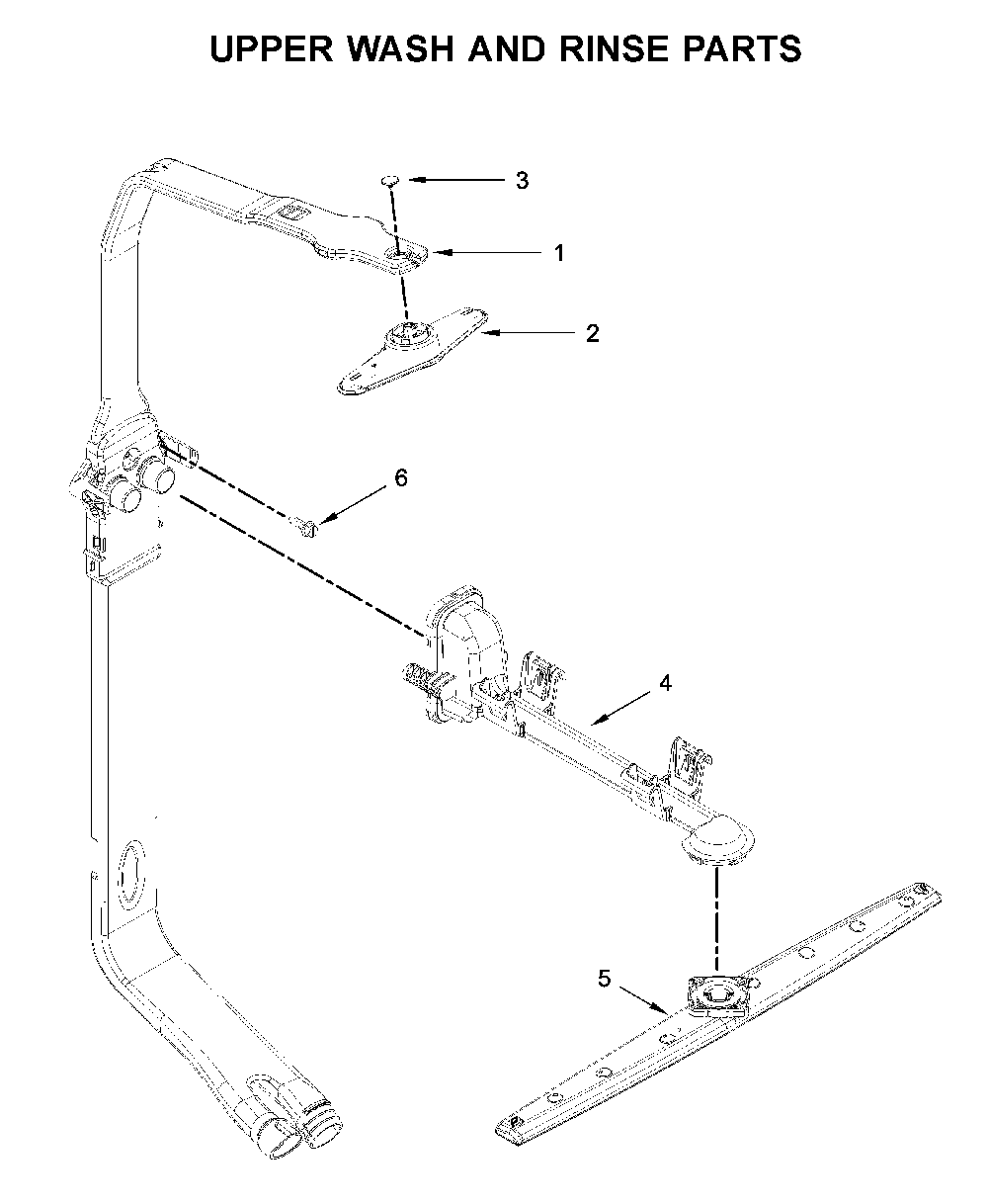 Upper wash and rinse parts Diagram and Parts List for WDT705PAKB0  Whirlpool Dishwasher