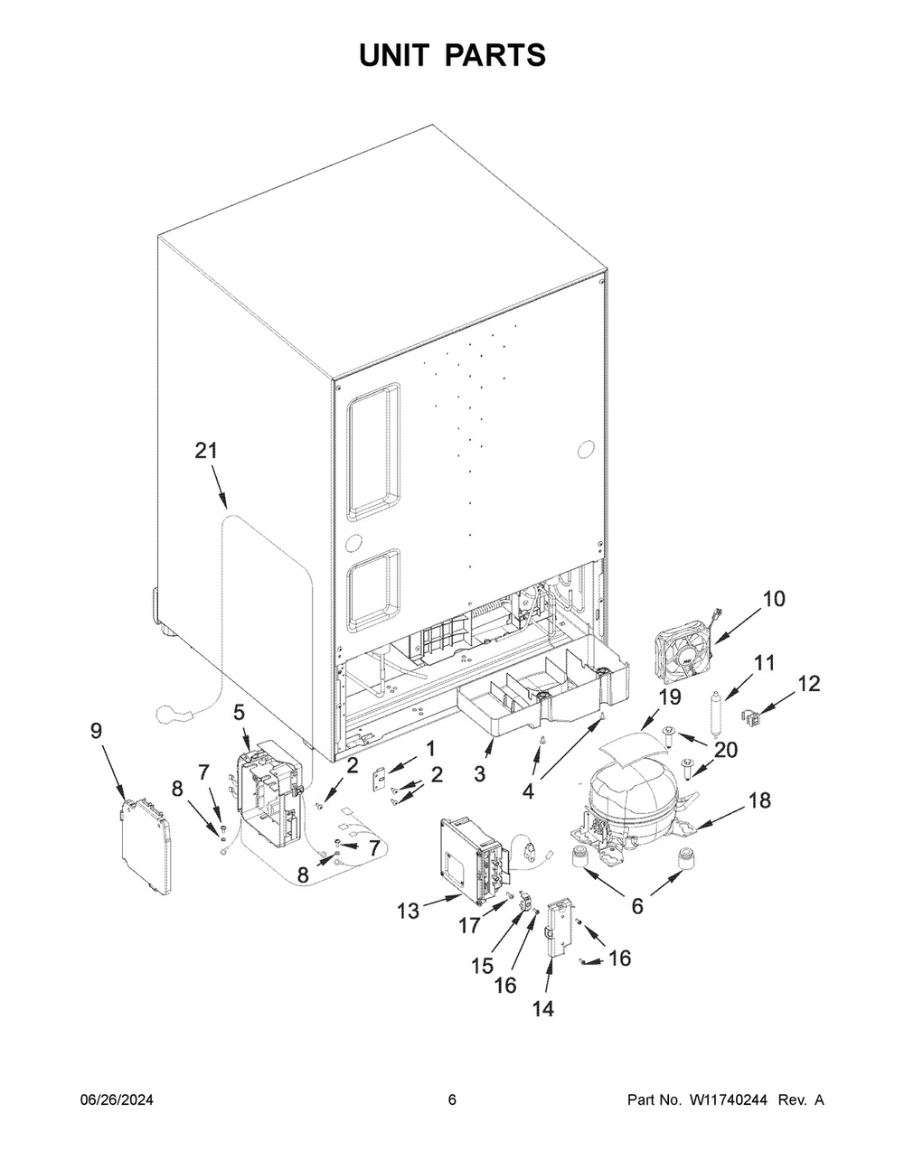 04 - Unit Parts Diagram and Parts List for JUGFL242HL02  Whirlpool Refrigerator