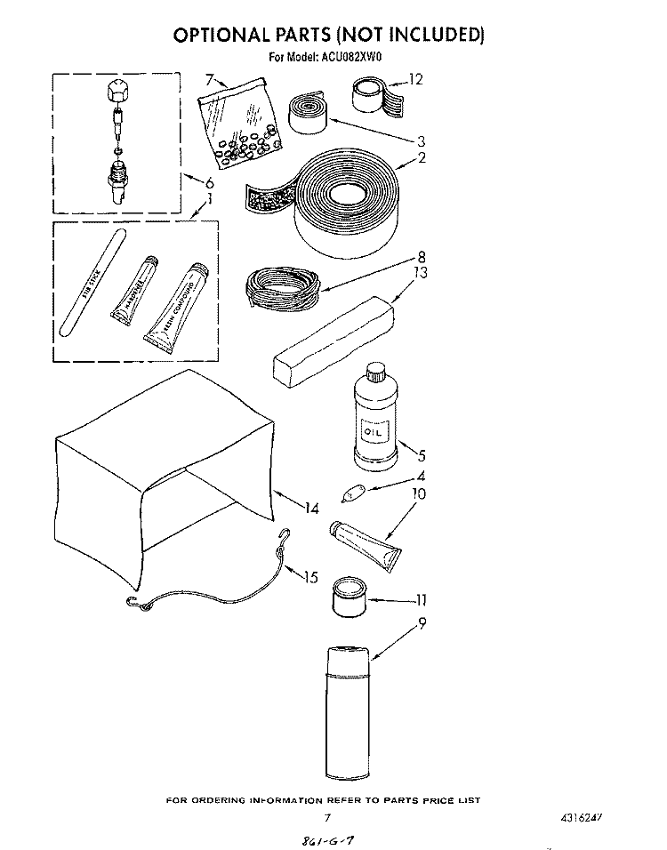 OPTIONAL Diagram and Parts List for ACU082XW0  Whirlpool Air Conditioner