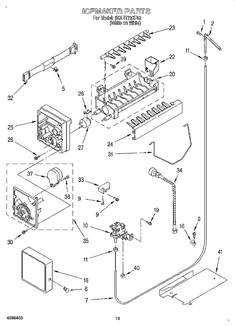 ICE MAKER, OPTIONAL Diagram and Parts List for 3XART720F02  Whirlpool Refrigerator