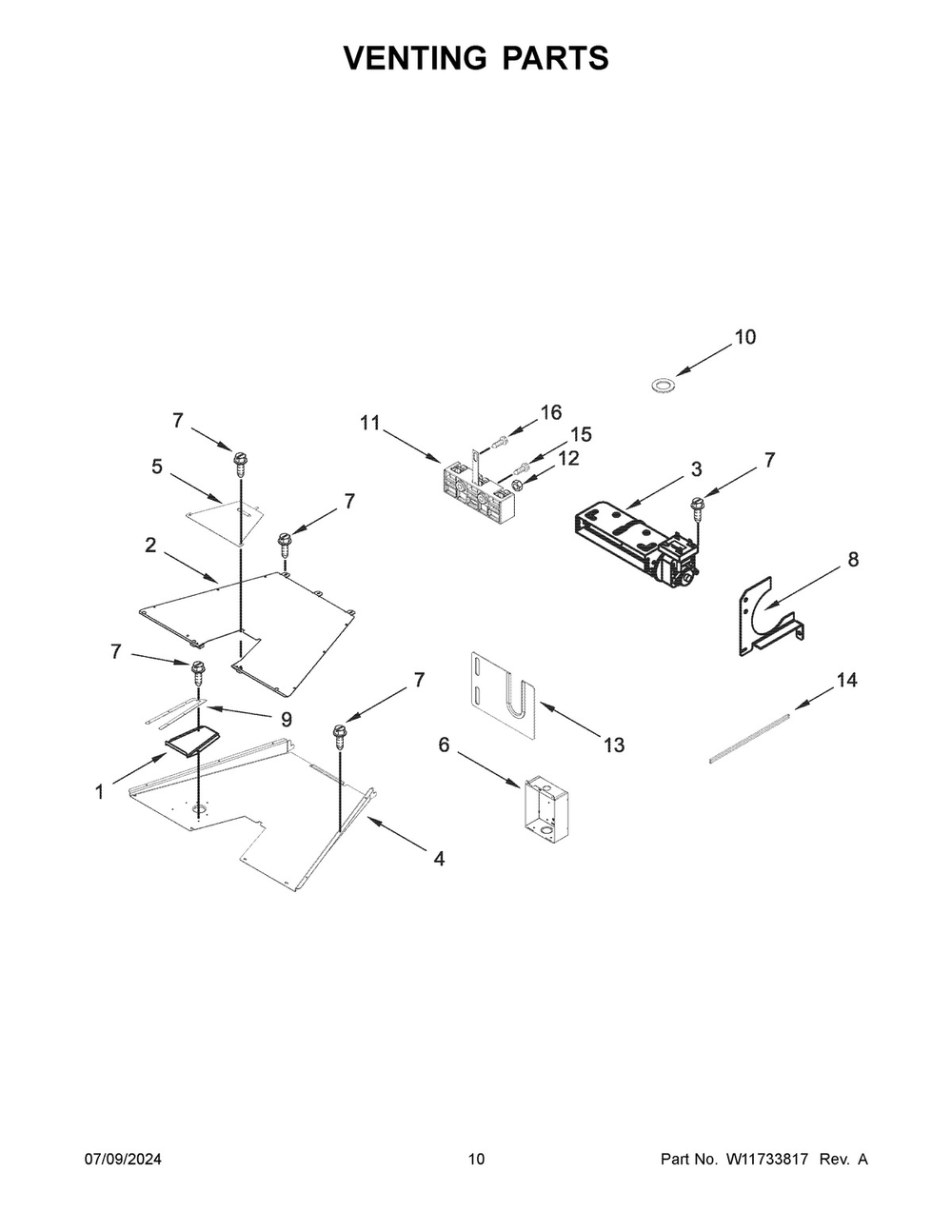 06 - Venting Parts Diagram and Parts List for KFDC506JIB03  Whirlpool Cooktop