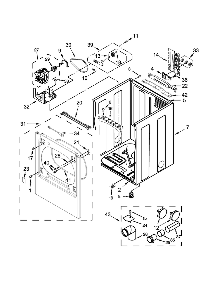Cabinet Parts Diagram and Parts List for WED8000DW2  Whirlpool Dryer