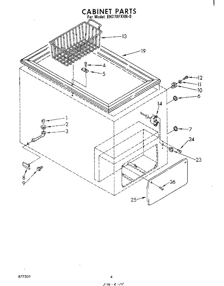 SECTION Diagram and Parts List for EH270FXKN0  Whirlpool Freezer