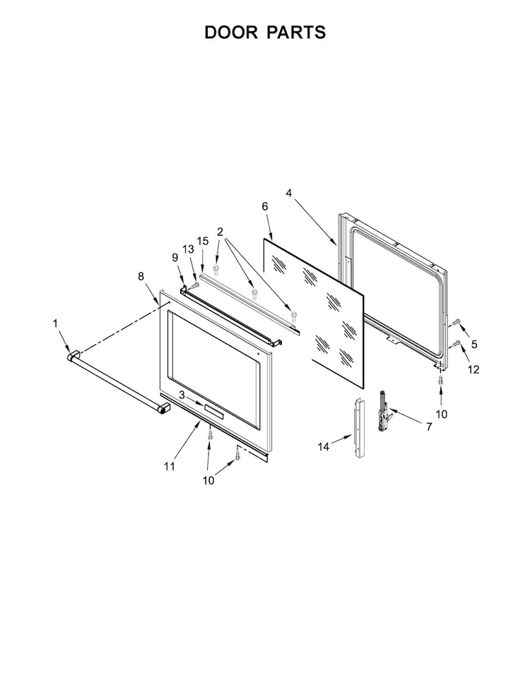 Door Parts Diagram and Parts List for KSDG950ESS0  KitchenAid Range