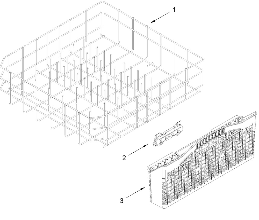 Lower Rack Parts Diagram and Parts List for MDB4949SKB4  Whirlpool Dishwasher