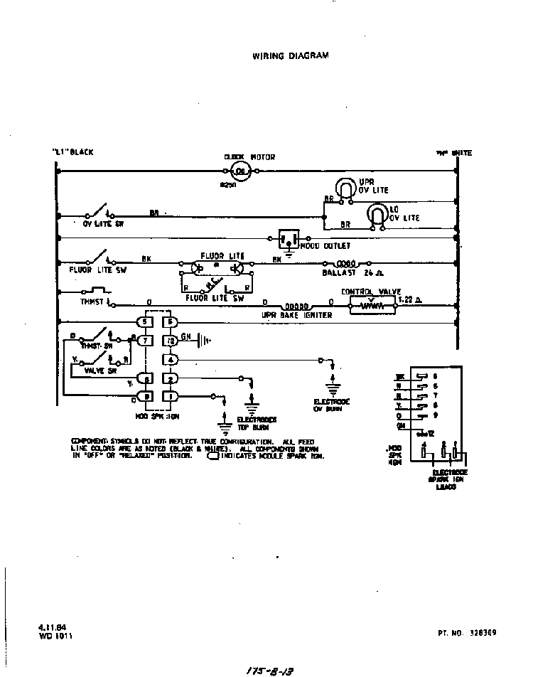 Wiring Diagram Diagram and Parts List for 1835*1A  Roper Range