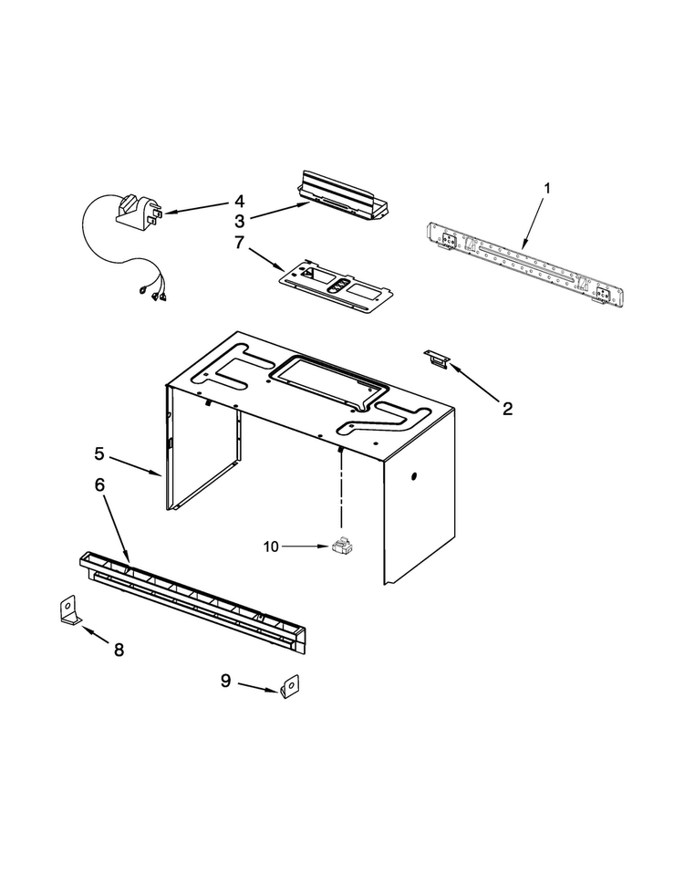 Cabinet And Installation Parts Diagram and Parts List for WMH1163XVS6  Whirlpool Microwave