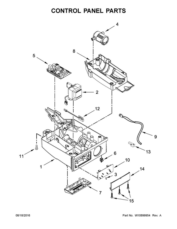 Control Panel Parts Diagram and Parts List for KUIX505EBS0  KitchenAid Ice Maker
