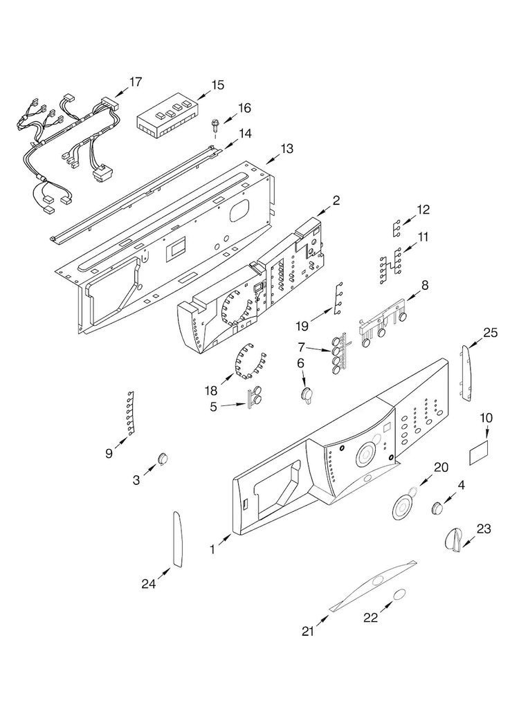 Control Panel Diagram and Parts List for GHW9200LW  Whirlpool Washer