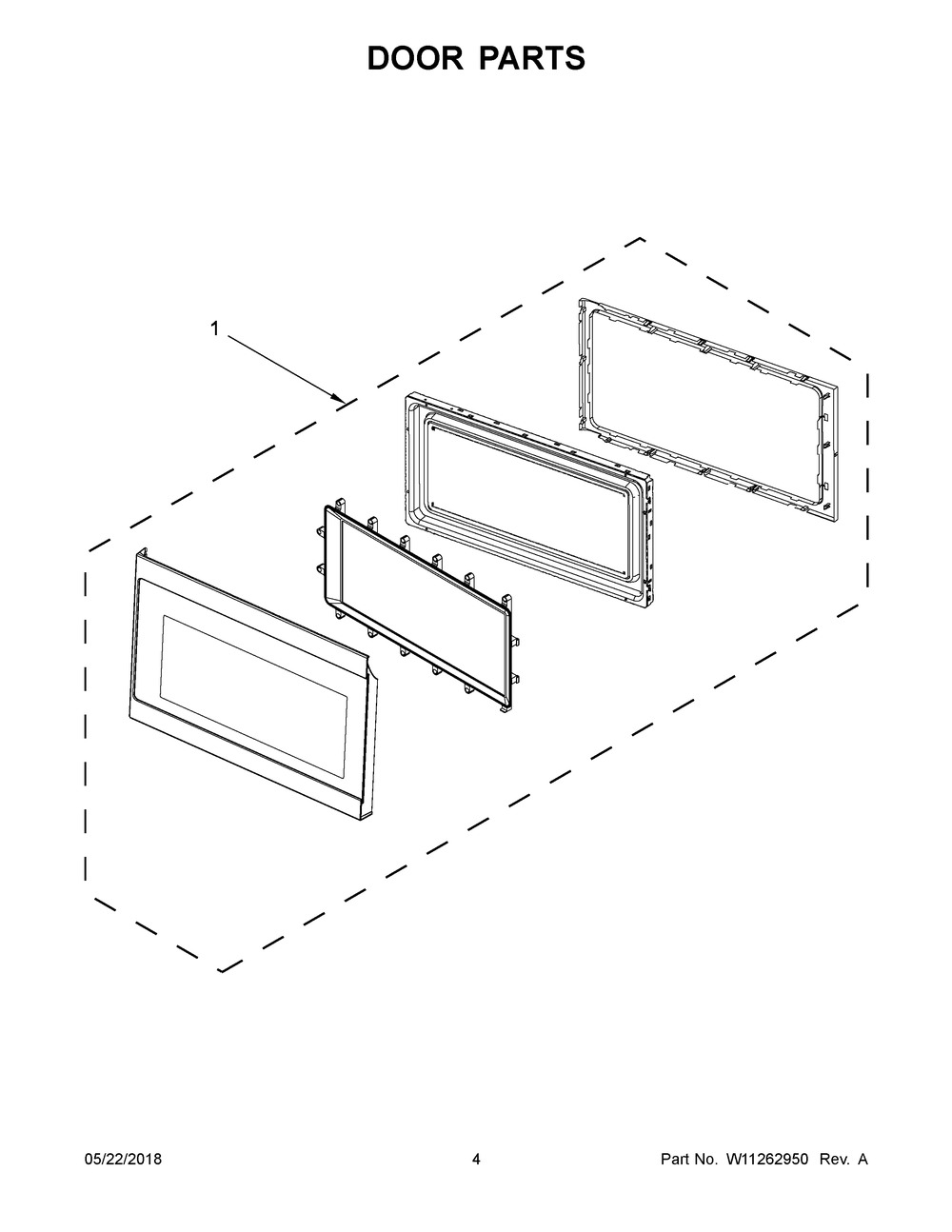 Door Parts Diagram and Parts List for IMH172FS2  Whirlpool Microwave